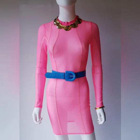 Pink Neon Mesh Dress 🩷 - Picture 2 of 9
